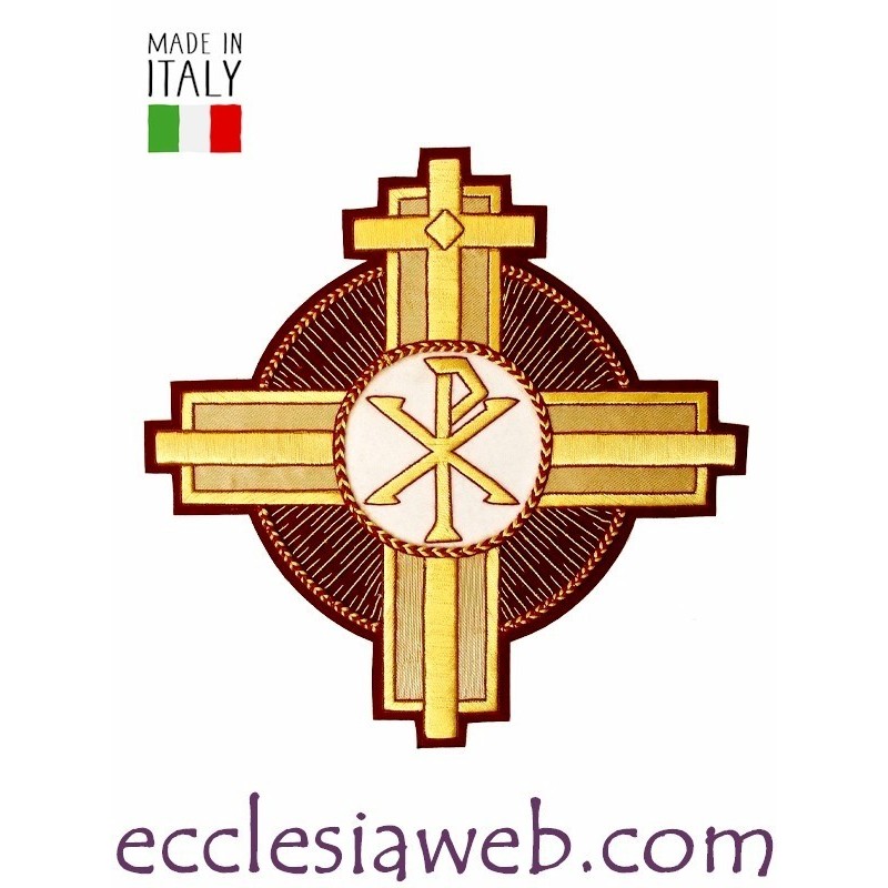 EMBLEMA CROCE TONDO PAX GRANATA ORO