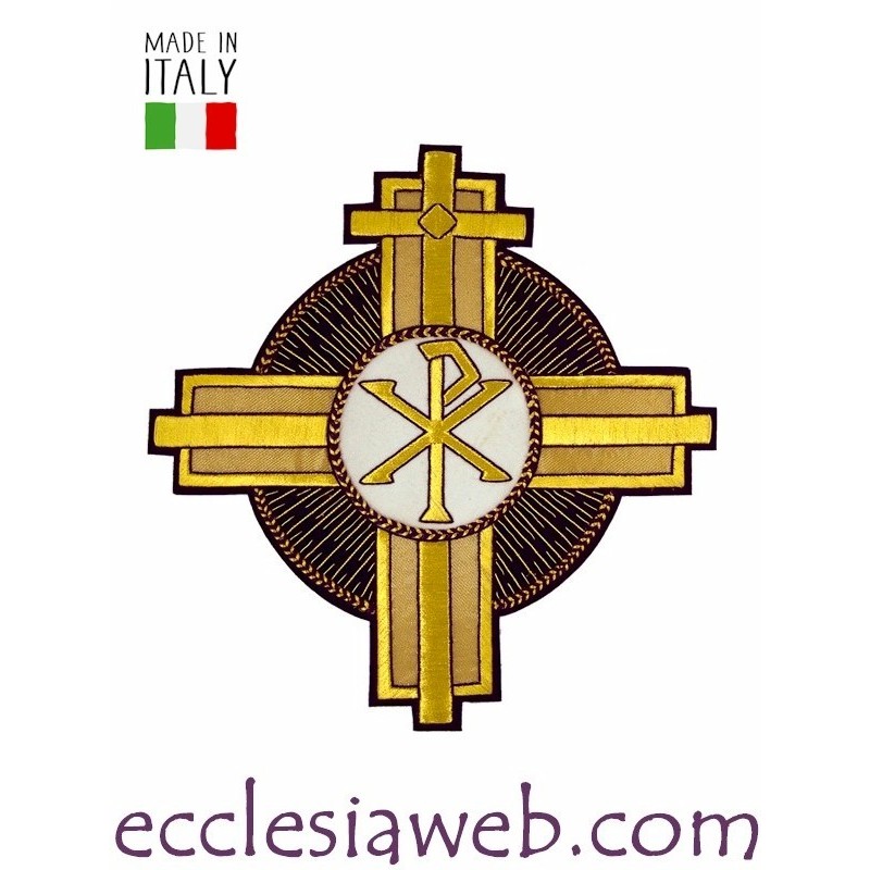 EMBLEMA CROCE TONDO PAX VIOLA ORO