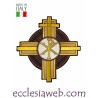 EMBLEMA CROCE TONDO PAX VIOLA ORO