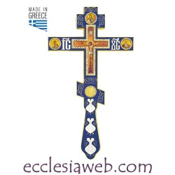 ORTHODOX PRIESTLY CROSS IN METAL COLOR BLUE