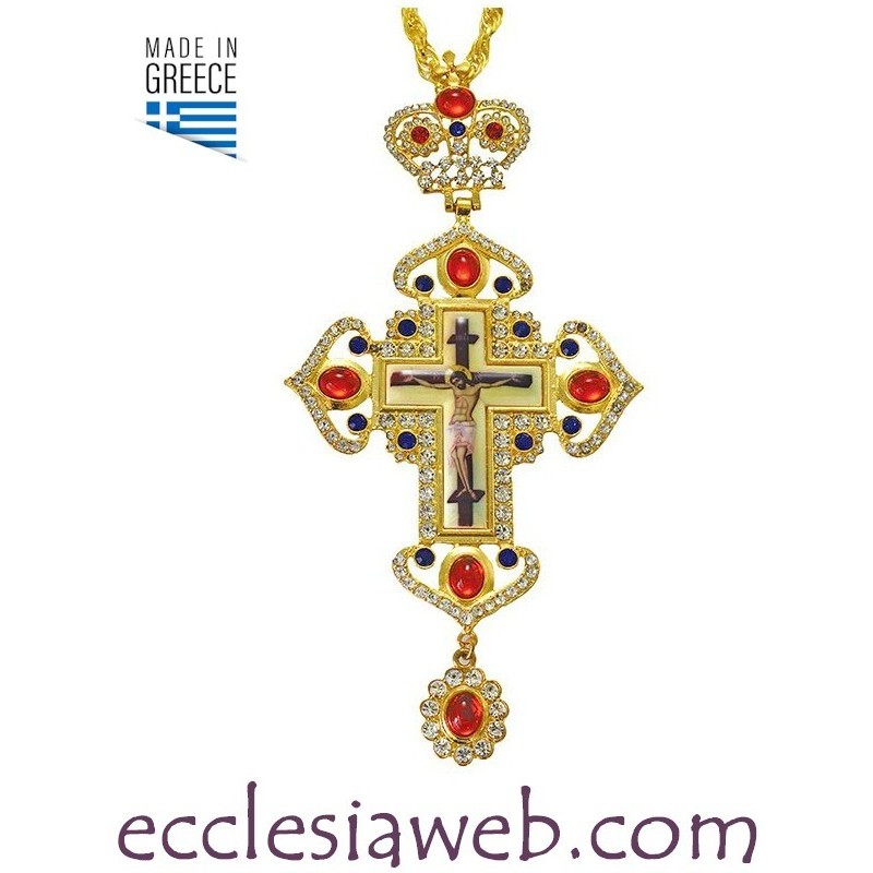 CROIX PECTORALE ORTHODOXE AVEC DES PIERRES