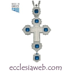 CROCE PETTORALE ORTODOSSA CON PIETRE BLU