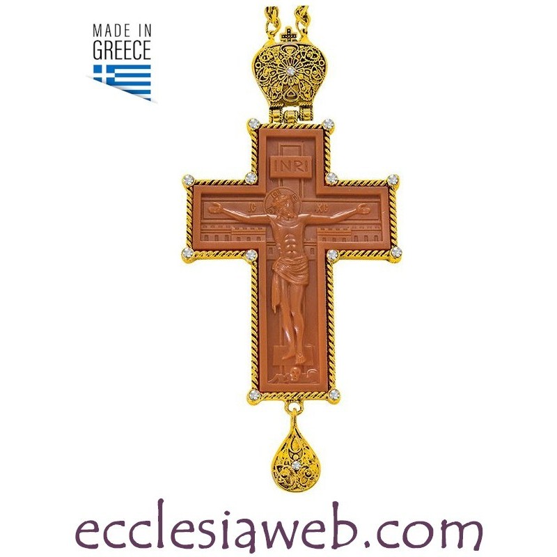 CRUZ PECTORAL ORTODOXA CON PIEDRAS