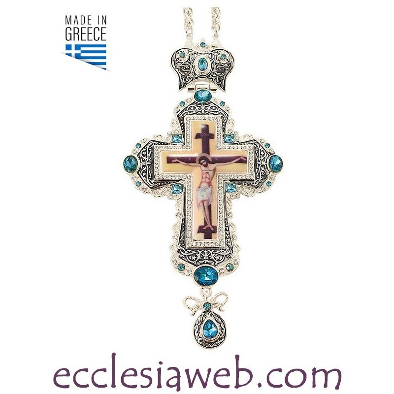 CRUZ PECTORAL ORTODOXA CON PIEDRAS
