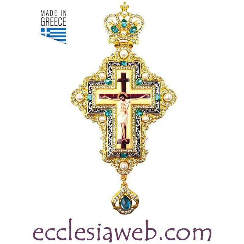 CROIX PECTORALE ORTHODOXE AVEC DES PIERRES