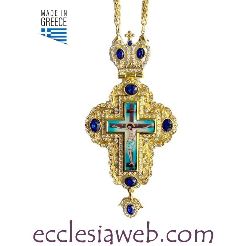 CRUZ PECTORAL ORTODOXA CON PIEDRAS