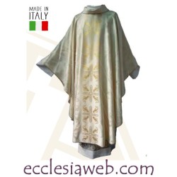 SILK CASULA WITH FLORAL COLUMN