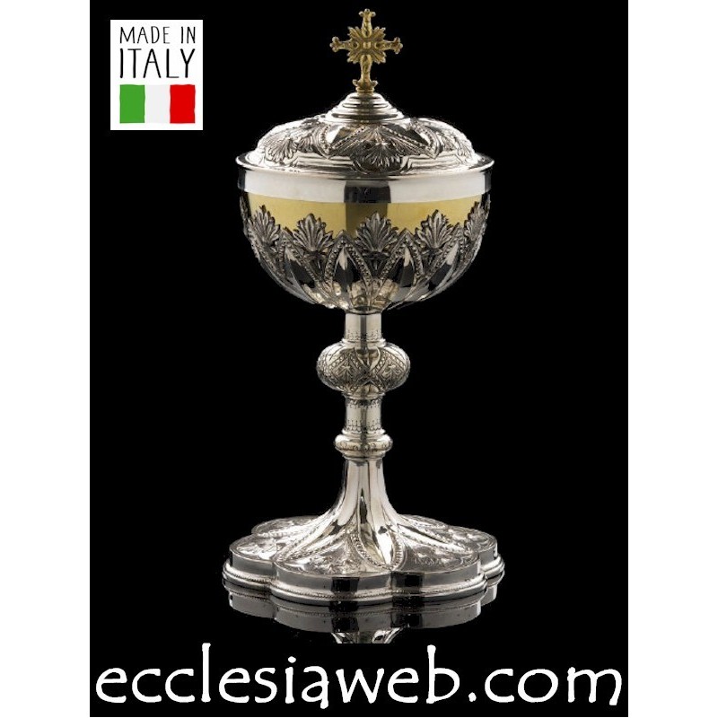 PISSIDE IN ARGENTO CESELLATA IMPERO CON BASE SMERLATA