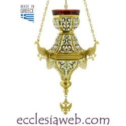 LAMPE SUSPENDUE EN LAITON DORÉ