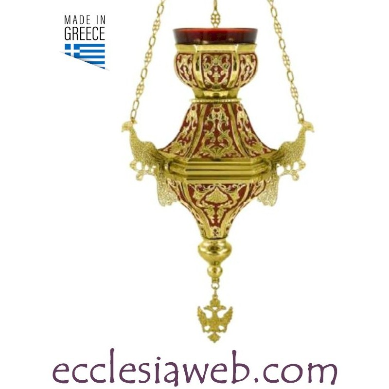 LAMPE SUSPENDUE EN LAITON DORÉ