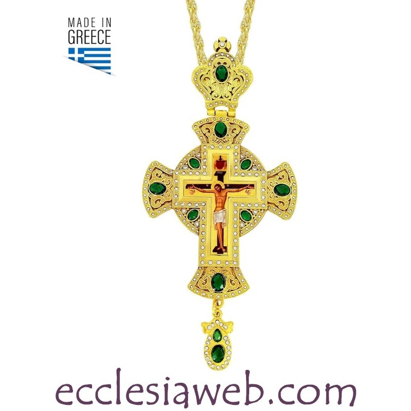 CROIX PECTORALE ORTHODOXE AVEC DES PIERRES