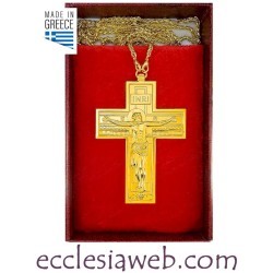 CROCE PETTORALE ORTODOSSA CON CROCIFISSIONE DI GESU CRISTO / VERGINE M