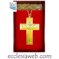 CROCE PETTORALE ORTODOSSA CON CROCIFISSIONE DI GESU CRISTO / VERGINE M