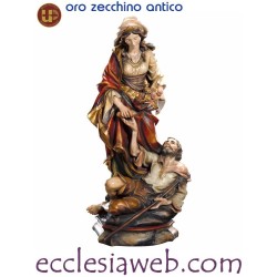 SANTA ELISABETTA CON MENDICANTE - STATUA IN LEGNO